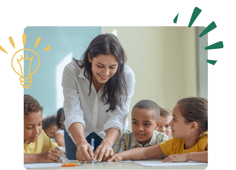 Teacher with students