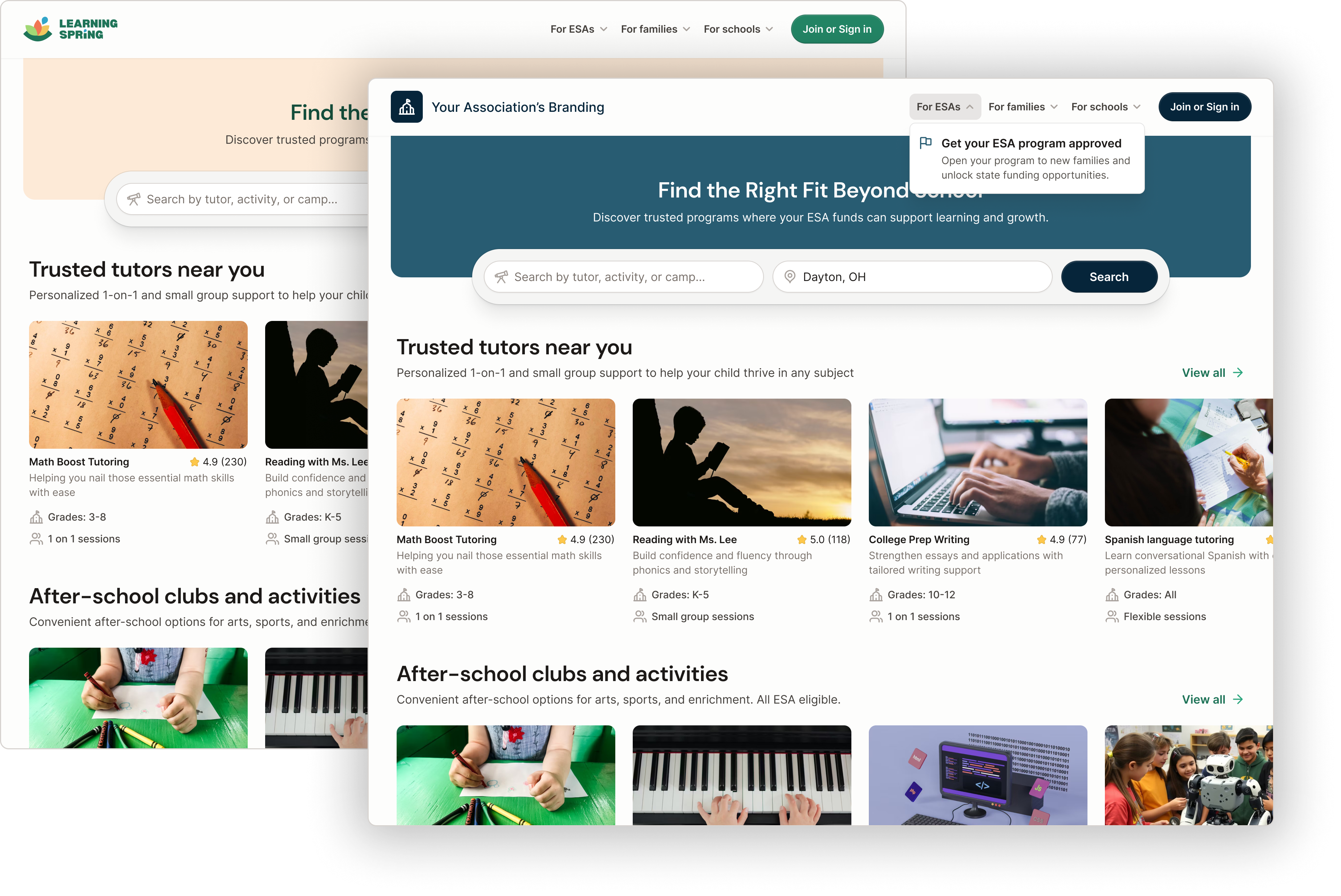 Dashboard mockup showing application interface